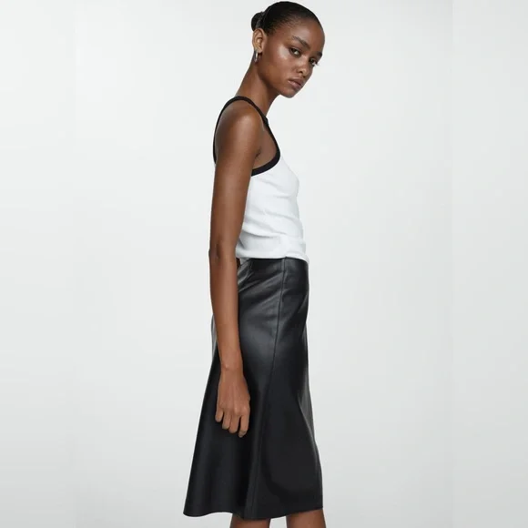 Mango Black leather affect Pencil Skirt NWT - Picture 6 of 6